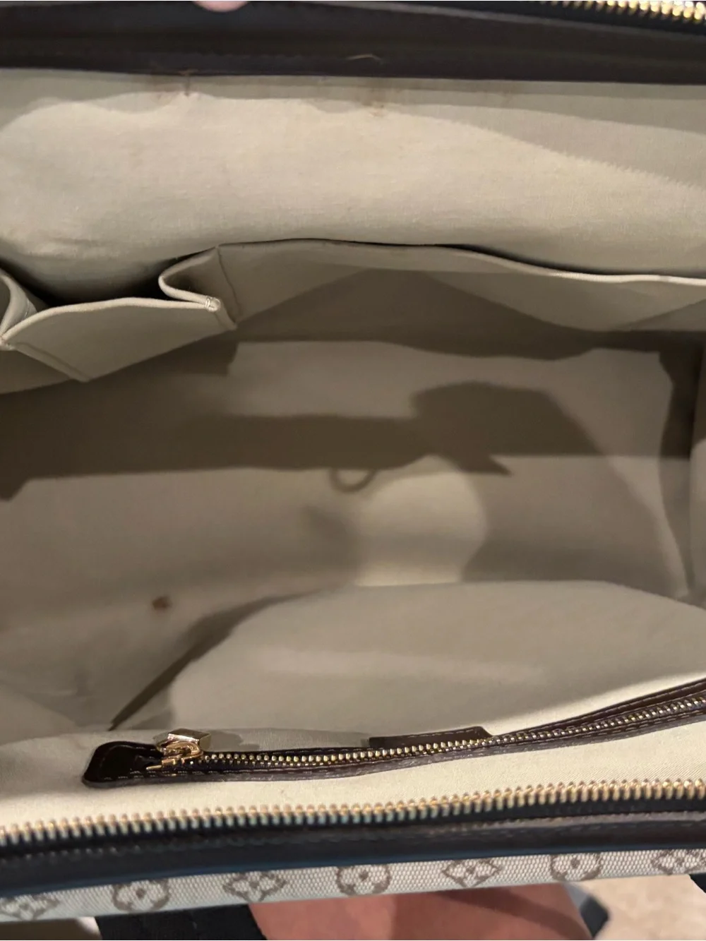 Louis Vuitton Cream Monogram Satchel with Dark Brown Trim